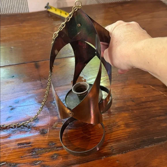 Vintage MCM Hanging Brass Candle Holder - Picture 6 of 7